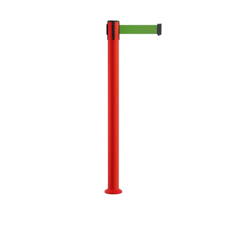 MONTOUR LINE Stanchion Belt Barrier Fixed Base Red Post 9ft.Green Belt MSX630F-RD-GN-90